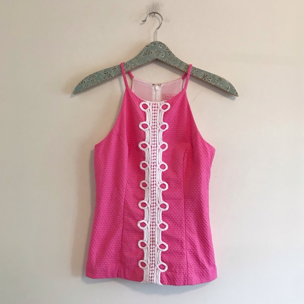 Lilly Pulitzer Pink Anabelle Embroidered Top